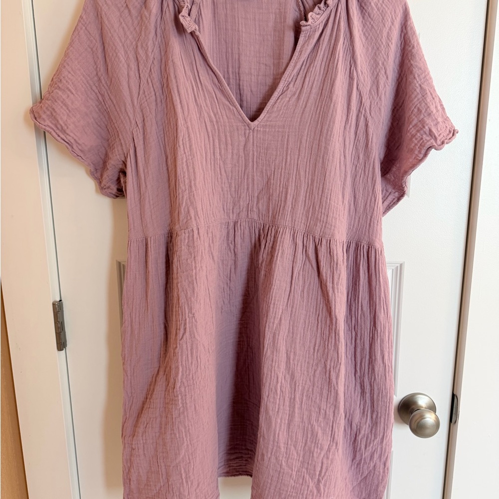 Old Navy Mauve Ruffle V-Neck Dress